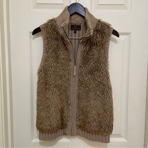 Fenn Wright Manson Knit Vest w/ Faux Fur‎ Front Full Zip Women’s Size Large L